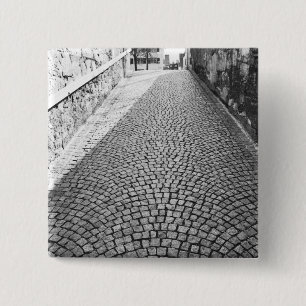 Europe, Switzerland, Zurich. Cobbled street, 15 Cm Square Badge