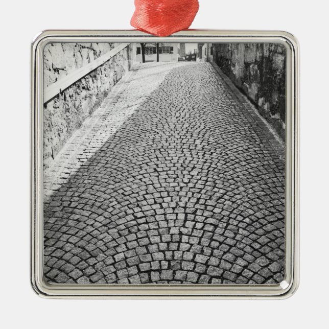 Europe, Switzerland, Zurich. Cobbled street, Metal Tree Decoration (Front)