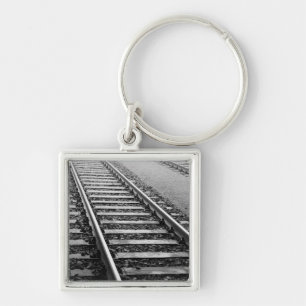 Europe, Switzerland, Zurich. Train tracks Key Ring