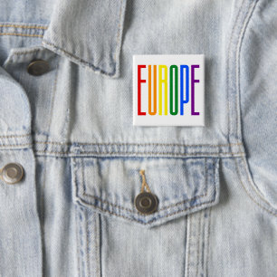 Europe Text LGBT Rainbow Flag Typography Gay Pride 15 Cm Square Badge