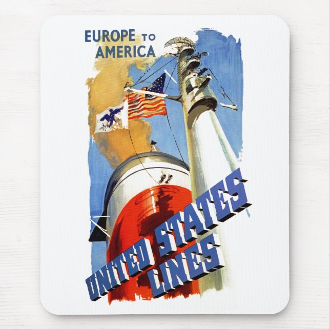 Europe to America ~ United States Lines Mouse Mat (Front)