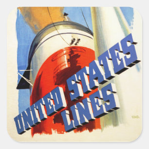 Europe to America ~ United States Lines Square Sticker