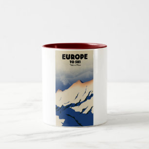 Europe to Ski "Take a plane" Two-Tone Coffee Mug