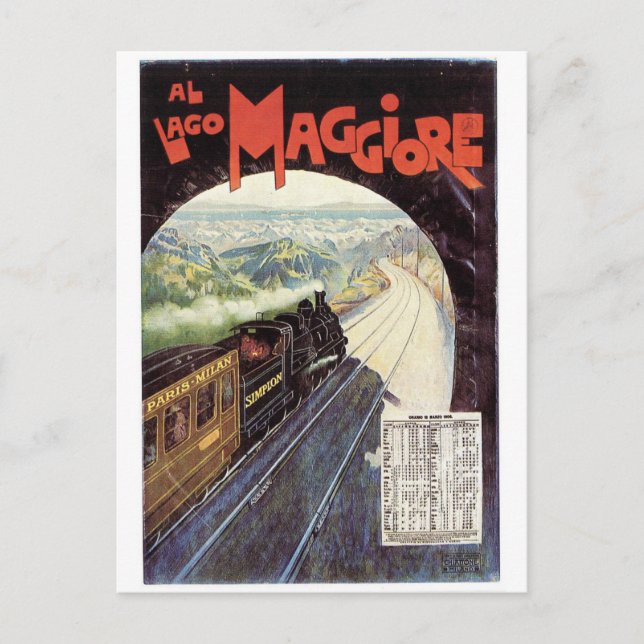 Europe Train Vintage Travel Postcard (Front)