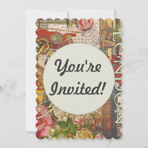 Europe Travel Vintage European Paris France Art Invitation
