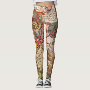 Europe Travel Vintage European Paris France Art Leggings
