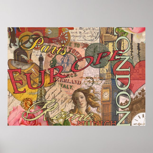 Europe Travel Vintage European Paris France Art Poster (Front)