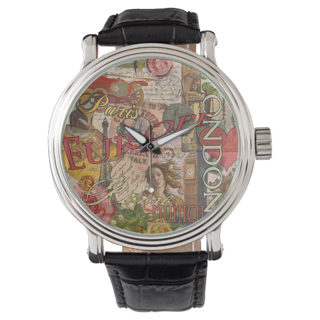 Europe Travel Vintage European Paris France Art Watch (Front)