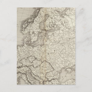 Europe uncolored map postcard