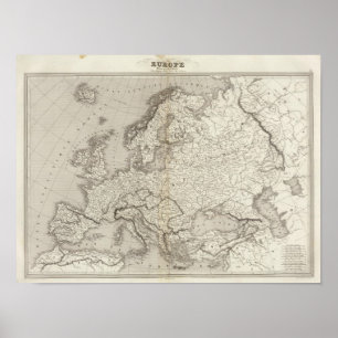 Europe uncolored map poster