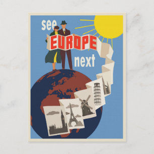 Europe Vacation Vintage Travel Poster Postcard