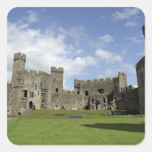 Europe, Wales, Caernarfon. Caernarfon Castle, Square Sticker