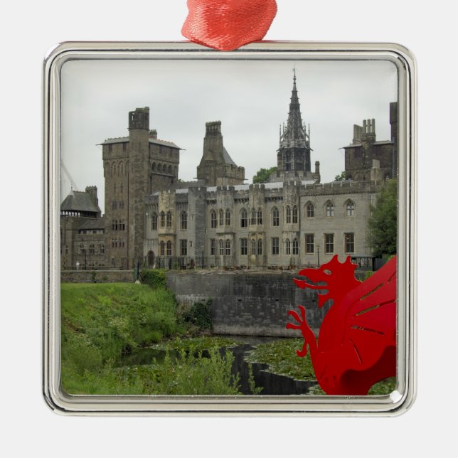 Europe, Wales, Cardiff. Cardiff Castle. Welsh 2 Metal Tree Decoration (Front)