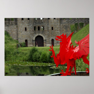 Europe, Wales, Cardiff. Cardiff Castle. Welsh Poster