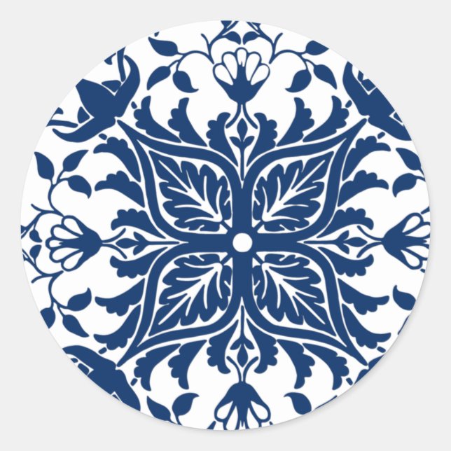 European Acanthus Leaves Tile Classic Round Sticker (Front)