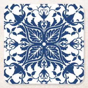 European Acanthus Leaves Tile Square Paper Coaster