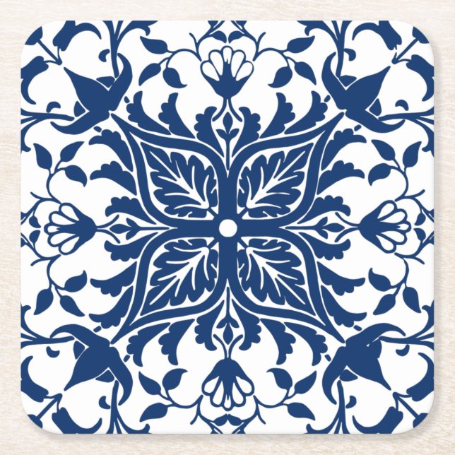 European Acanthus Leaves Tile Square Paper Coaster (Front)