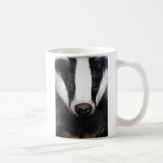 European Badger Portrait Painting Coffee Mug (Right)