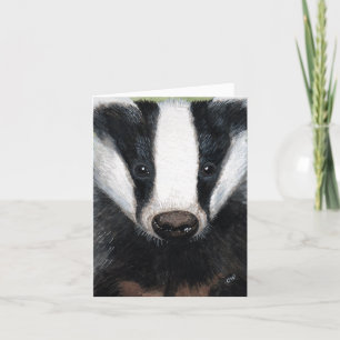 European Badger Portrait Painting Note Card