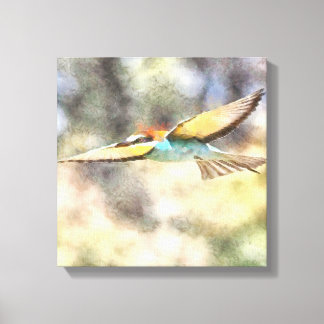 European Bee Eater In Flight Watercolor Canvas Print