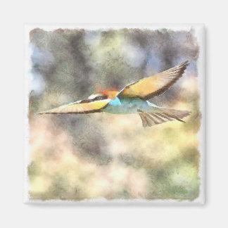 European Bee Eater In Flight Watercolor Magnet