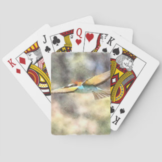 European Bee Eater In Flight Watercolor Playing Cards