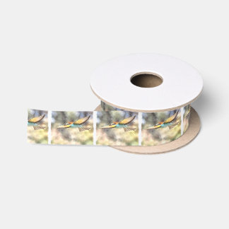 European Bee Eater In Flight Watercolor Satin Ribbon