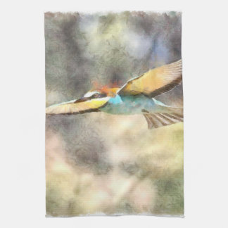 European Bee Eater In Flight Watercolor Tea Towel