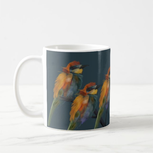 European Bee-Eater on dark teal Coffee Mug (Left)