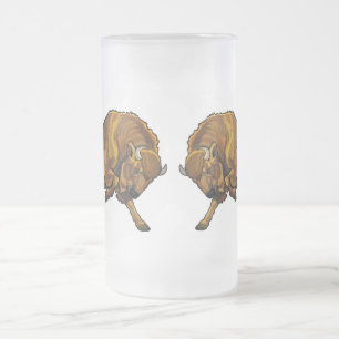 european bison frosted glass beer mug