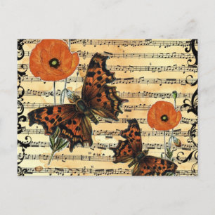 European Butterflies With Poppies Postcard
