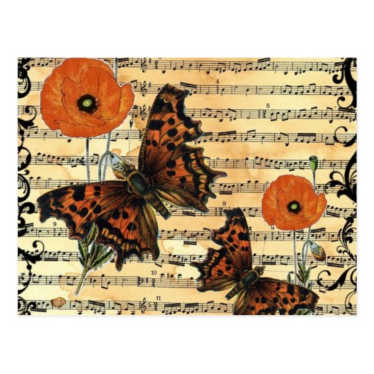 European Butterflies With Poppies Postcard