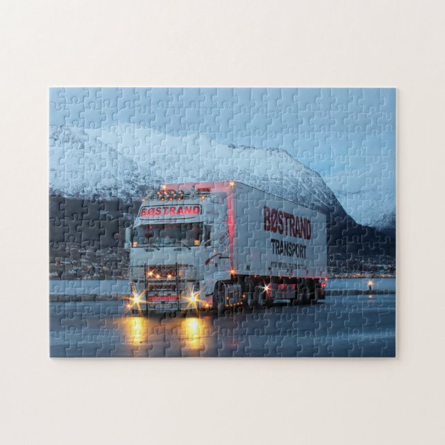 European Cab Over Big Rig 18 Wheeler Mountain Run Jigsaw Puzzle (Horizontal)
