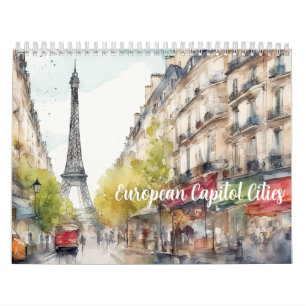 European Capital Cities 2026 Watercolor Travel Art Calendar