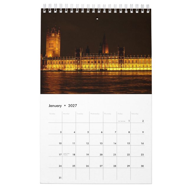 European Capitals Calendar (Jan 2027)