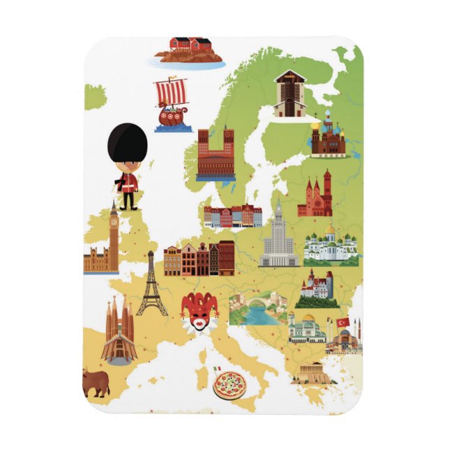 European Cartoon Map Magnet (Vertical)