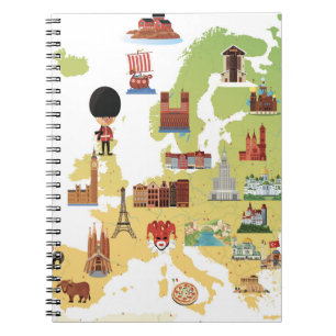 European Cartoon Map Notebook