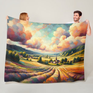 European Colourful Abstract Impressionist Landscap Fleece Blanket