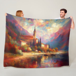 European Colourful Abstract Impressionist Landscap Fleece Blanket