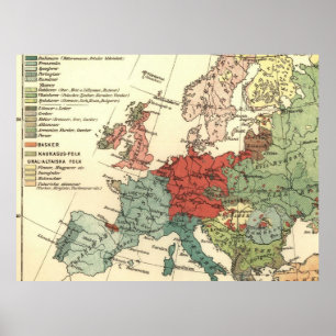European Continent Map Vintage Poster