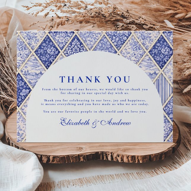 European Delft Tile Wedding Thank You Card (Creator Uploaded)