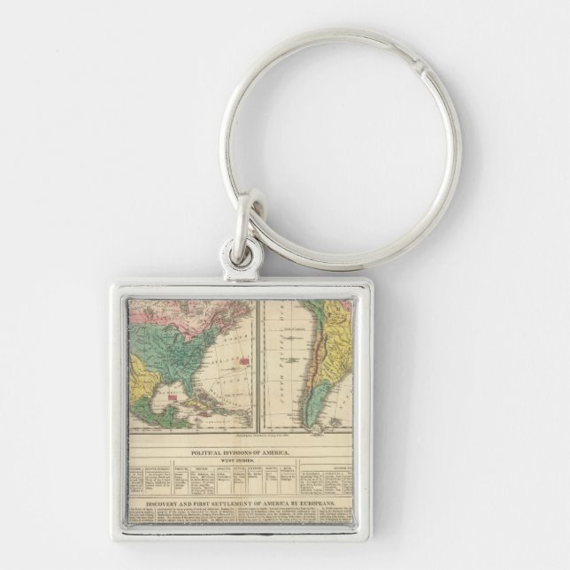 European Discovery of America Atlas Map Key Ring (Front)