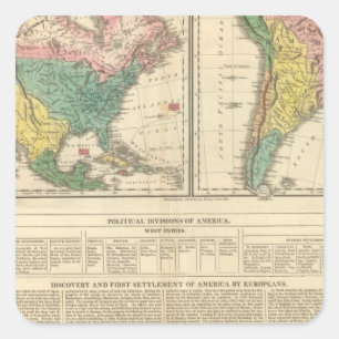 European Discovery of America Atlas Map Square Sticker