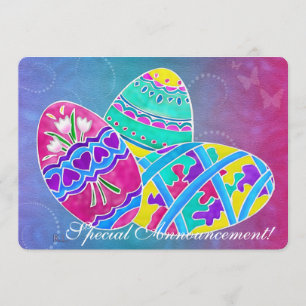 European Easter Folk Art 5x7 PARTY EGG DECORATING Invitation