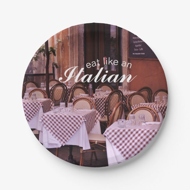 European Eat Like an Italian Cafe Photo Paper Plate (Front)