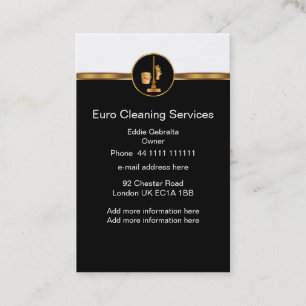 European English Classy Cleaning Service Business Card