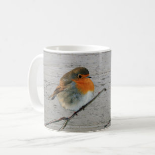 European English Robin bird red breasts driftwood Coffee Mug