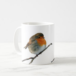 European English Robin bird red breasts on tree Coffee Mug