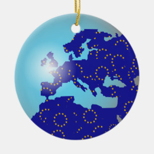European Flag Globe Ceramic Tree Decoration