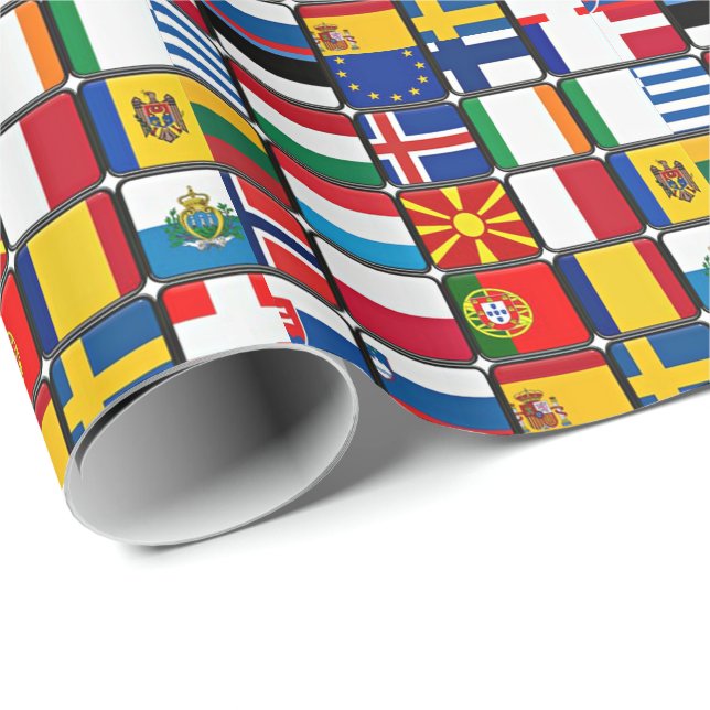 European Flags Patchwork Wrapping Paper (Roll Corner)